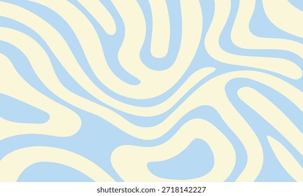 Abstract A minimal wavy abstract background with pastel blue and cream colors, inspired by 60s and 70s retro style. eps10