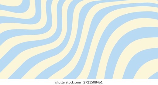 Abstractas Un fondo abstracto ondulado mínimo con colores azul pastel y crema, inspirado en el estilo retro de los años 60 y 70.