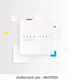 Abstract minimal white and CMYK text box squares composition template with your text  Eps 10 stock vector illustration 