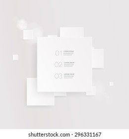 Abstract minimal white numbered square text box design with numbers and your text can be used for workflow layout, number options, web design. 
Eps 10