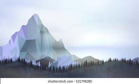 Abstract Minimal Winter Landscape - Vector Illustration