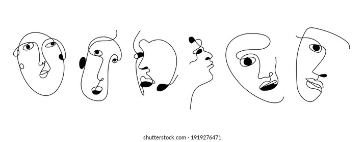 abstract minimal woman face, Continuous line drawing, Portret minimalistic style with  colour
