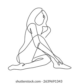 Abstract Minimal Woman Silhouette Continuous One Line Art Vector Illustration. Abstract Female Body Line Art Drawing for Print, Wall Art, Home Decoration, Social Media. Not AI