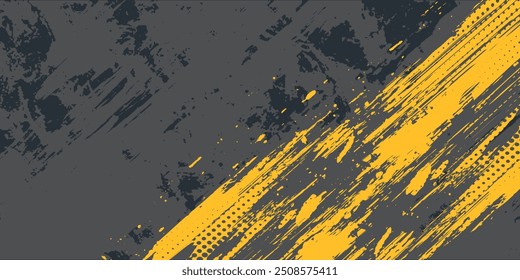 Abstract Minimal Yellow Frame Grunge Sports Design On Dark Background eps 10
