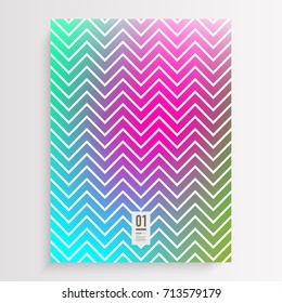 Abstract minimal zig-zag pattern flyer design with gradient color background Eps 10 stock vector illustration 