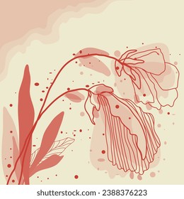 Abstract Minimalis Digital Art of a Pink Rose
