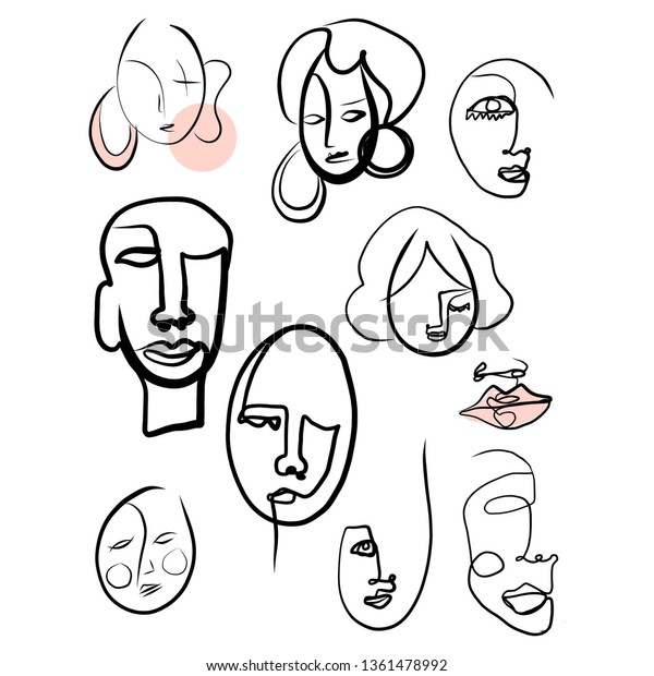 Abstract Minimalism Facesingle Simple One Line Stock Vector Royalty Free