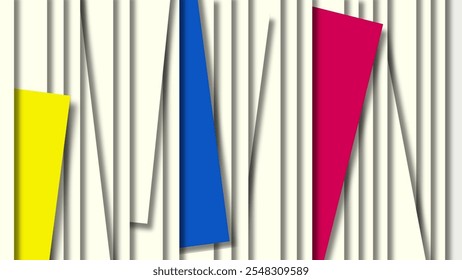 Abstract Minimalism Highlighted by Prominent White Lines With Red, Yellow and Blue Color