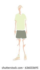 Abstract minimalism illustration
vector sketch of young man in shorts and beanie 