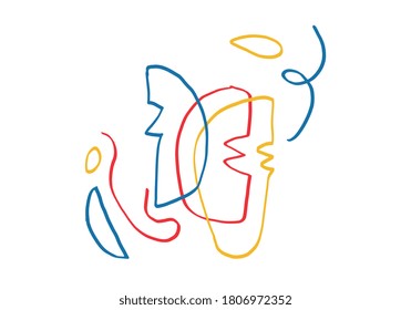 Abstrakter Minimalismus Vektorkunst mit Primärfarben. Malerei, Moderne und trendige Illustration. Handgezeichnet mit Bauhaus und Mondrian Farbe.