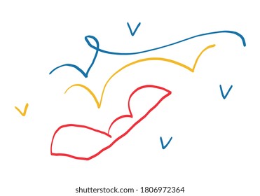 Abstract Minimalism Vector art with primary color shapes. Painting, Modern and trendy illustration. Hand drawn with Bauhaus and Mondrian color's.