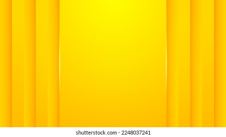 Resumen minimalismo fondo amarillo con formas dinámicas 3D grabadas vectorial, diseño de pancartas con espacio de copia para texto de lugar u objeto