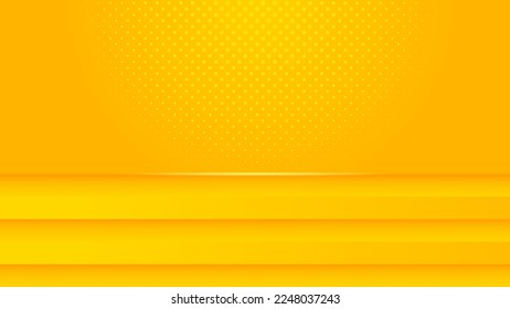 Abstract minimalism yellow background with 3D embossed dynamic shapes vector, banner design with copy space for place text or object