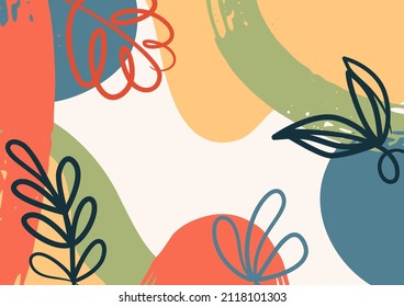abstract minimalist aesthetic floral background. Modern tropical background. Jungle plants nature