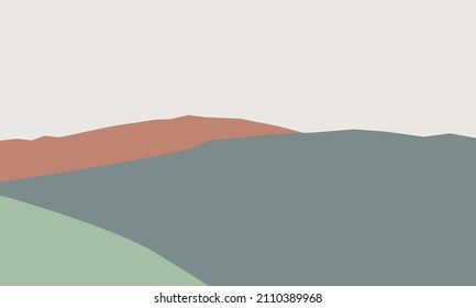 abstract minimalist aesthetic posters with backgrounds with mountains and sea landscapes. Trendy vector illustration for wall decoration, postcard or brochure, social media.