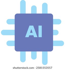 Abstract minimalist AI flat icon 