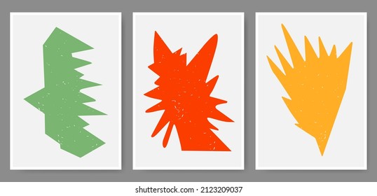 Abstract minimalist art, boho style decor. Sharp-edged figures. Vector, poster, postcard. Collection for decor.