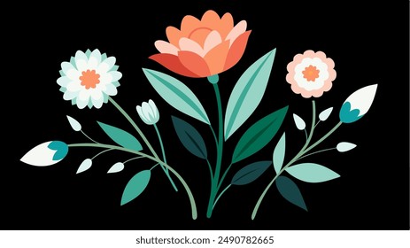 Abstract minimalist Art. Mixed style, geometric shapes and plants. Flowers, leaves. Set of vector paintings. Bauhaus. Backgrounds for poster, banner, print. 