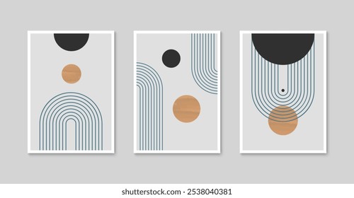 Abstrato minimalista arte cartaz design. Moderna decoração de arte de parede geométrica abstrata. Ilustração vetorial