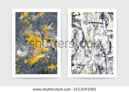 Abstract minimalist art posters. Geometry hand drawn chaotic painted graphic print, contemporary wall decor. Vector set