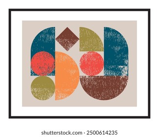 Abstract minimalist artistic geometric composition. Vector art painting, poster and wall decoration.