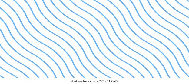 Abstract Minimalist Background with Blue Horizontal Wavy Lines Pattern on a Clean White Backdrop, Modern Wave Line Vector Design for Web and Print, Summer Theme