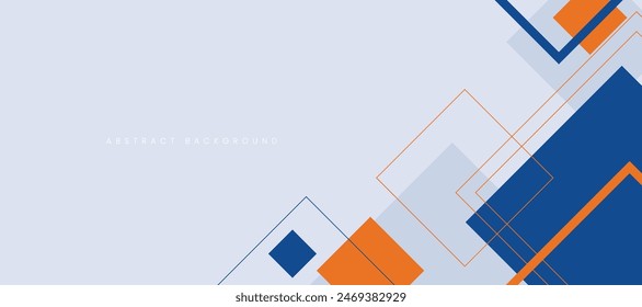Abstract minimalist background with blue orange geometric square shapes