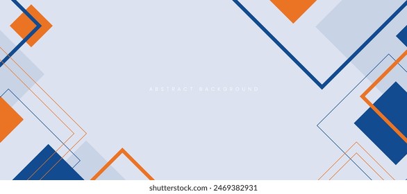 Abstract minimalist background with blue orange geometric square shapes