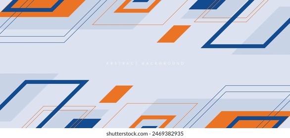 Abstract minimalist background with blue orange geometric square shapes