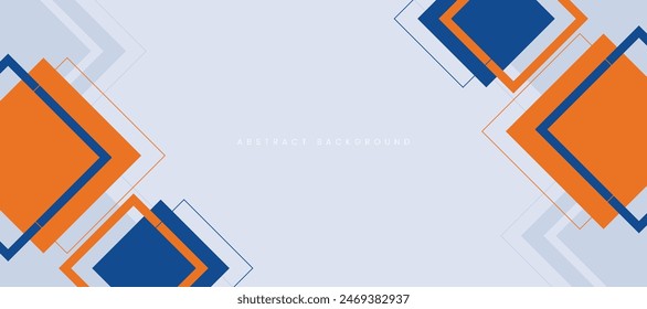 Abstract minimalist background with blue orange geometric square shapes