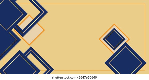 Abstrakter minimalistischer Hintergrund mit blau-orangefarbenen geometrischen quadratischen Formen