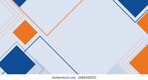 Abstrakter minimalistischer Hintergrund mit blau-orangefarbenen geometrischen quadratischen Formen