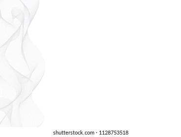 Abstract Minimalist Background with Copy Space. Simple White Digital Wave Isolated on a White Background. Light Gray Wave Made of Lines. Vertical Wave Vector Layout. No text.