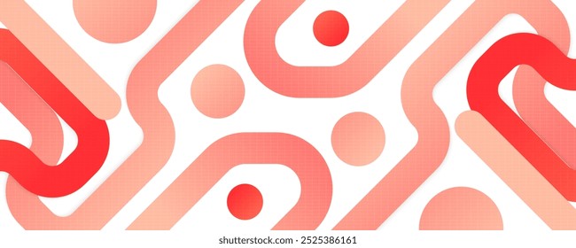Projeto de fundo abstrato e minimalista com formas geométricas de vermelho e pêssego
