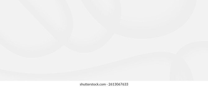 Abstract minimalist background features soft light grey overlapping curves on a clean white surface.