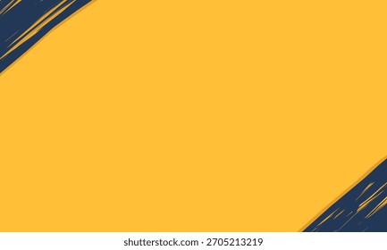 Abstrakter minimalistischer Hintergrund mit Pinselstrich-Randelementen in dunkelblauem oder marineblauem Ton auf goldgelbem Farbverlauf. Perfekt als einfache Kulisse, Grafikdesign oder Website-Header.