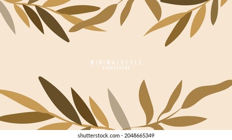 Abstract minimalist background hand drawn leaf on brown background ,  Flat Modern design, illustration Vector EPS 10 