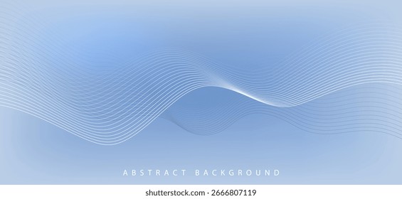 Abstract minimalist background in light blue-navy with fine white wavy lines from left to right and gradient light points for a smooth, pleasing atmosphere.