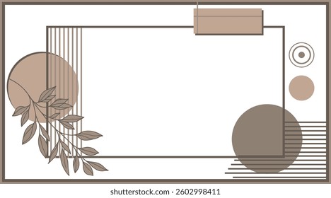Abstract minimalist background in neutral Mocha Mousse colors with soft shapes, thin lines and natural motifs.  Suitable for business presentations.
