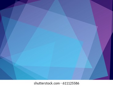 Abstract minimalist background with overlay triangles and rectangles. Digital geometric creative artwork. Cold blue and lilac colors, halftones.