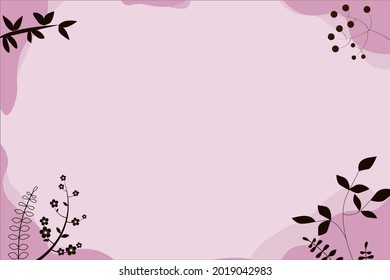 Abstract minimalist background with pastel color, abstract shapes with leaves vector design