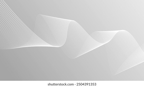 Abstract minimalist background in white and gray. Design with modern futuristic line waves.