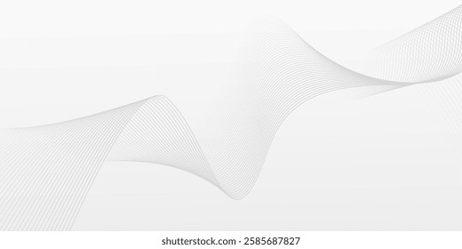 Abstract minimalist background in white and gray. Design with modern futuristic line waves.