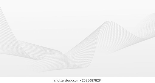 Abstract minimalist background in white and gray. Design with modern futuristic line waves.