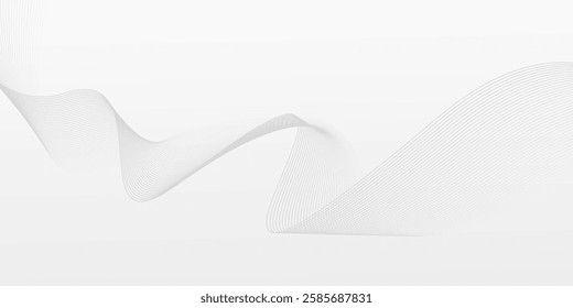 Abstract minimalist background in white and gray. Design with modern futuristic line waves.