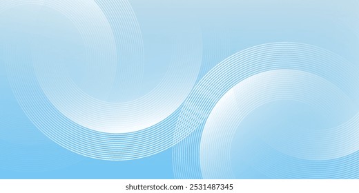 Abstract minimalist banner background, pastel colorful, blue and white gradations. Circle effect style geometric simple art