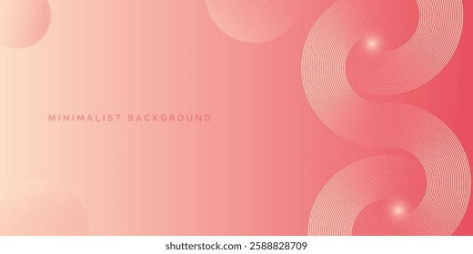 Abstract minimalist banner background, pastel colorful, cherry crush and peach cream gradient. Circle effect style art