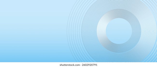 Abstract minimalist banner background, pastel colorful, blue and white gradations. Circle effect style geometric simple art