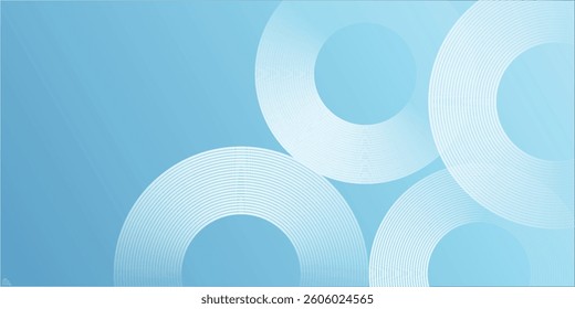 Abstract minimalist banner background, pastel colorful, blue and white gradations. Circle effect style modern art