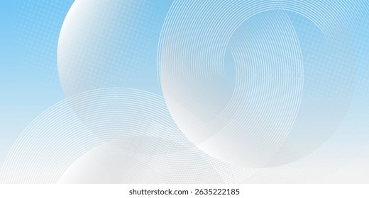 Abstract minimalist banner background, pastel colorful, blue and white gradations. Circle effect style geometric simple art